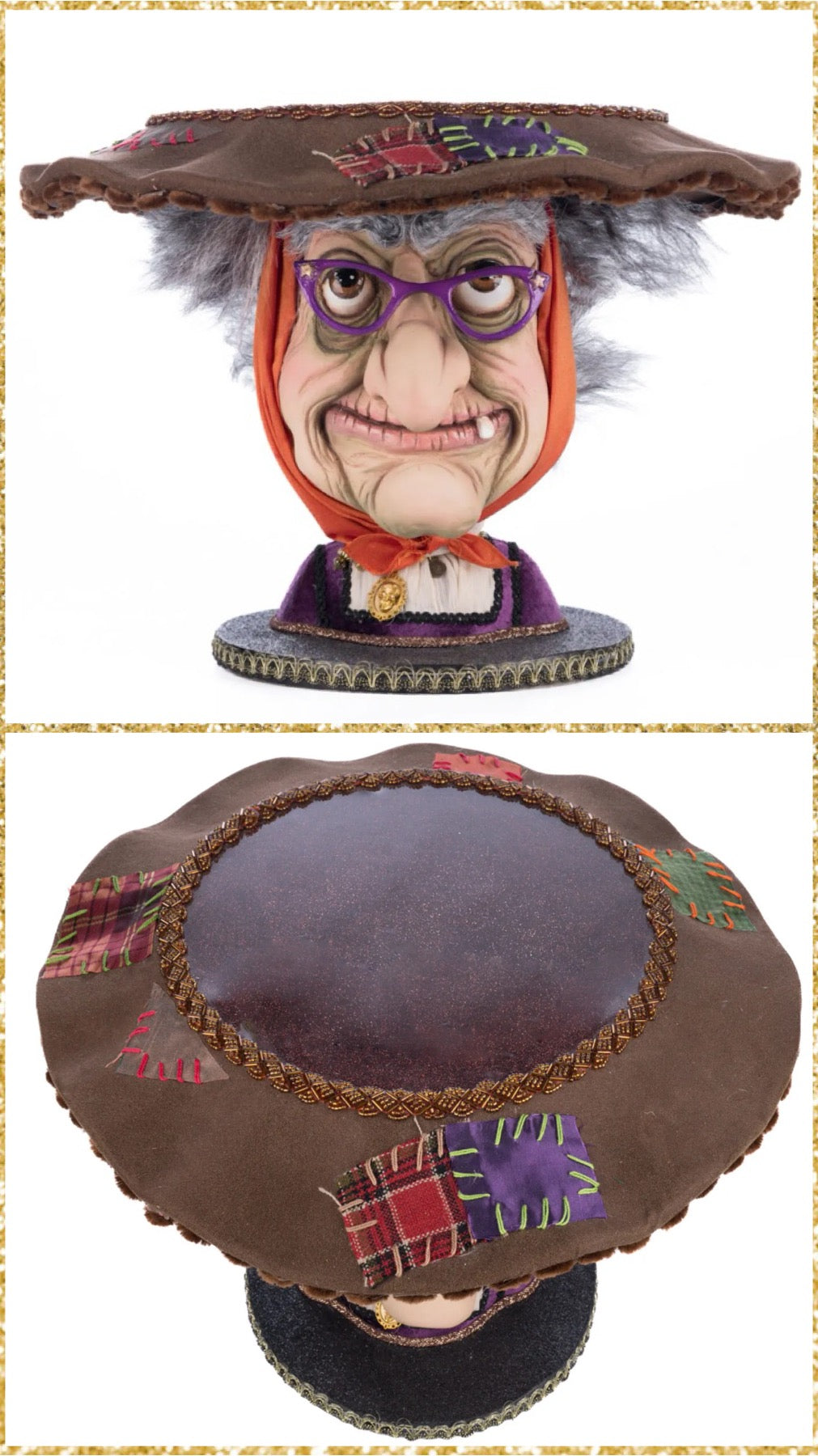 Katherine's Collection Witch Head Cake Plate   Katherine's Collection Halloween Witch Cake Stand