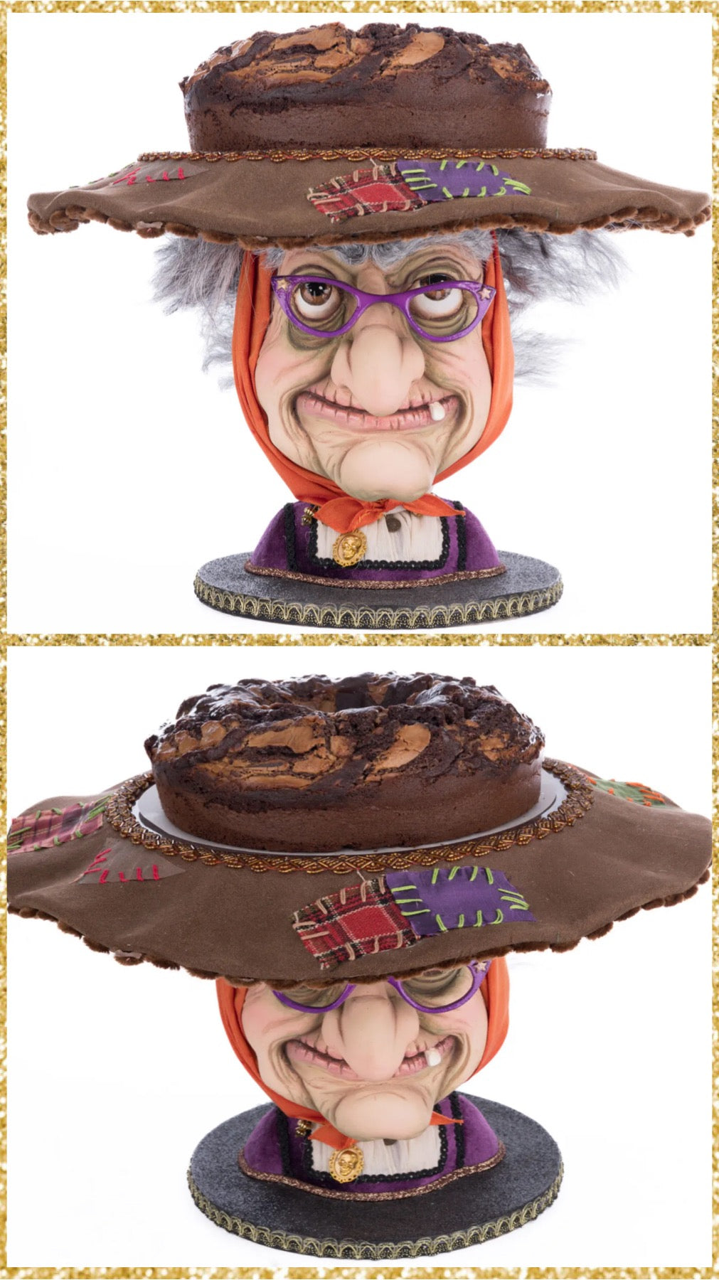 Katherine's Collection Witch Head Cake Plate   Katherine's Collection Halloween Witch Cake Stand