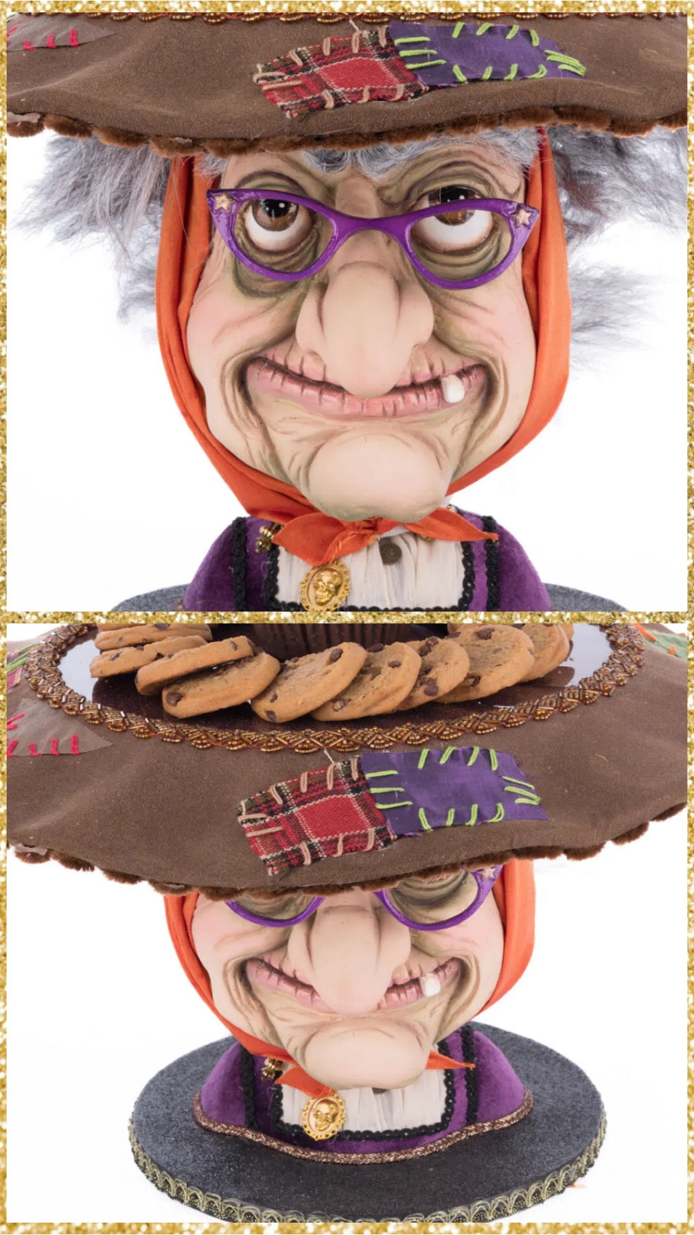 Katherine's Collection Witch Head Cake Plate   Katherine's Collection Halloween Witch Cake Stand