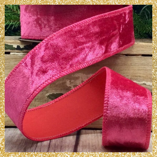 Pink Velvet Ribbon 1.5 inches x 10 yards wired ribbon