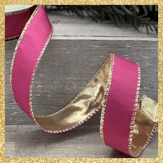 Hot Pink and Gold Ribbon