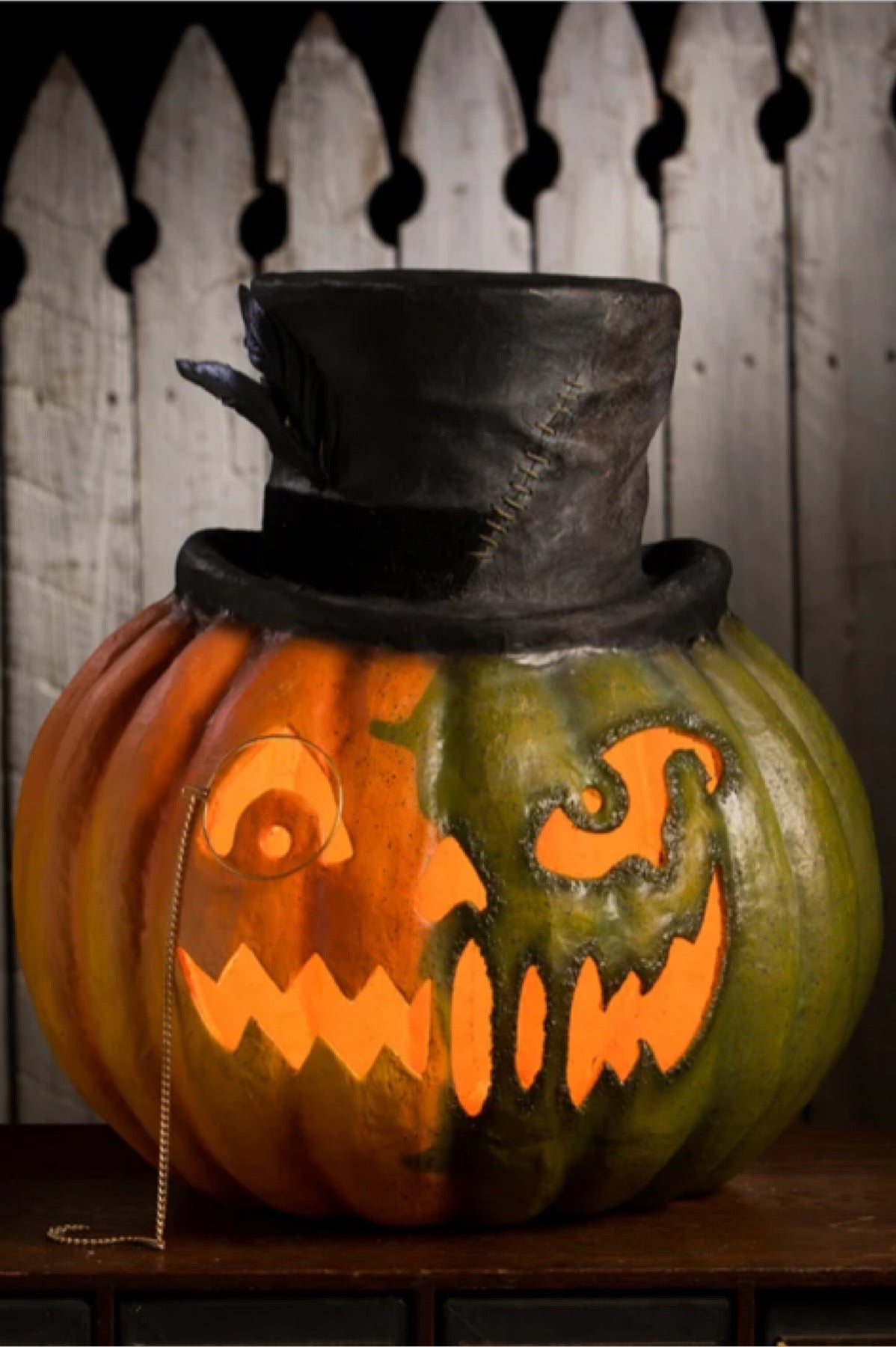 Bethany Lowe Jekyll and Hyde Pumpkin Jack O' Lantern    Bethany Lowe Halloween Pumpkin Decoration