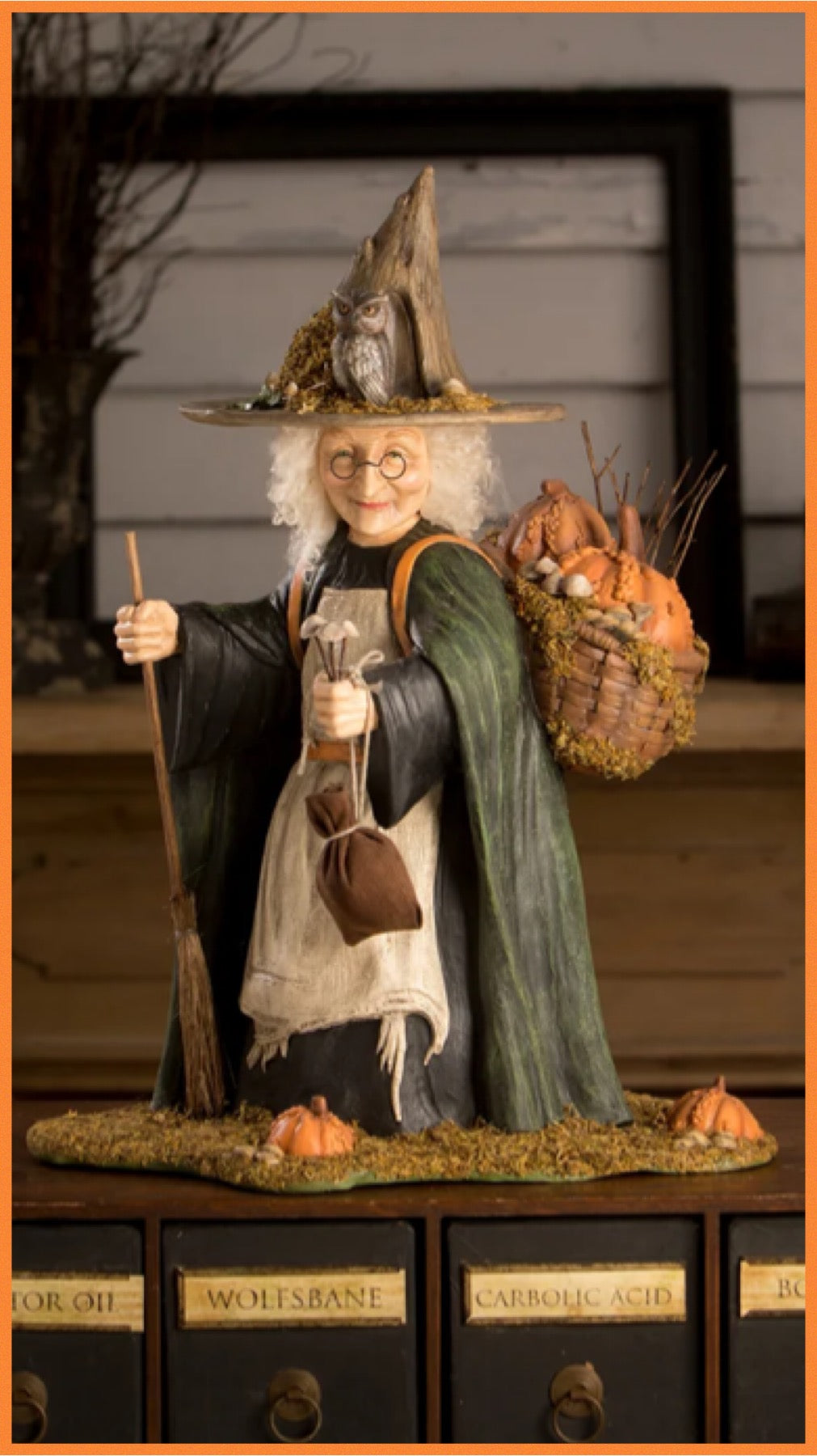 Bethany Lowe Woodsy Wrenna Witch Figure   Bethany Lowe Halloween Witch Decoration