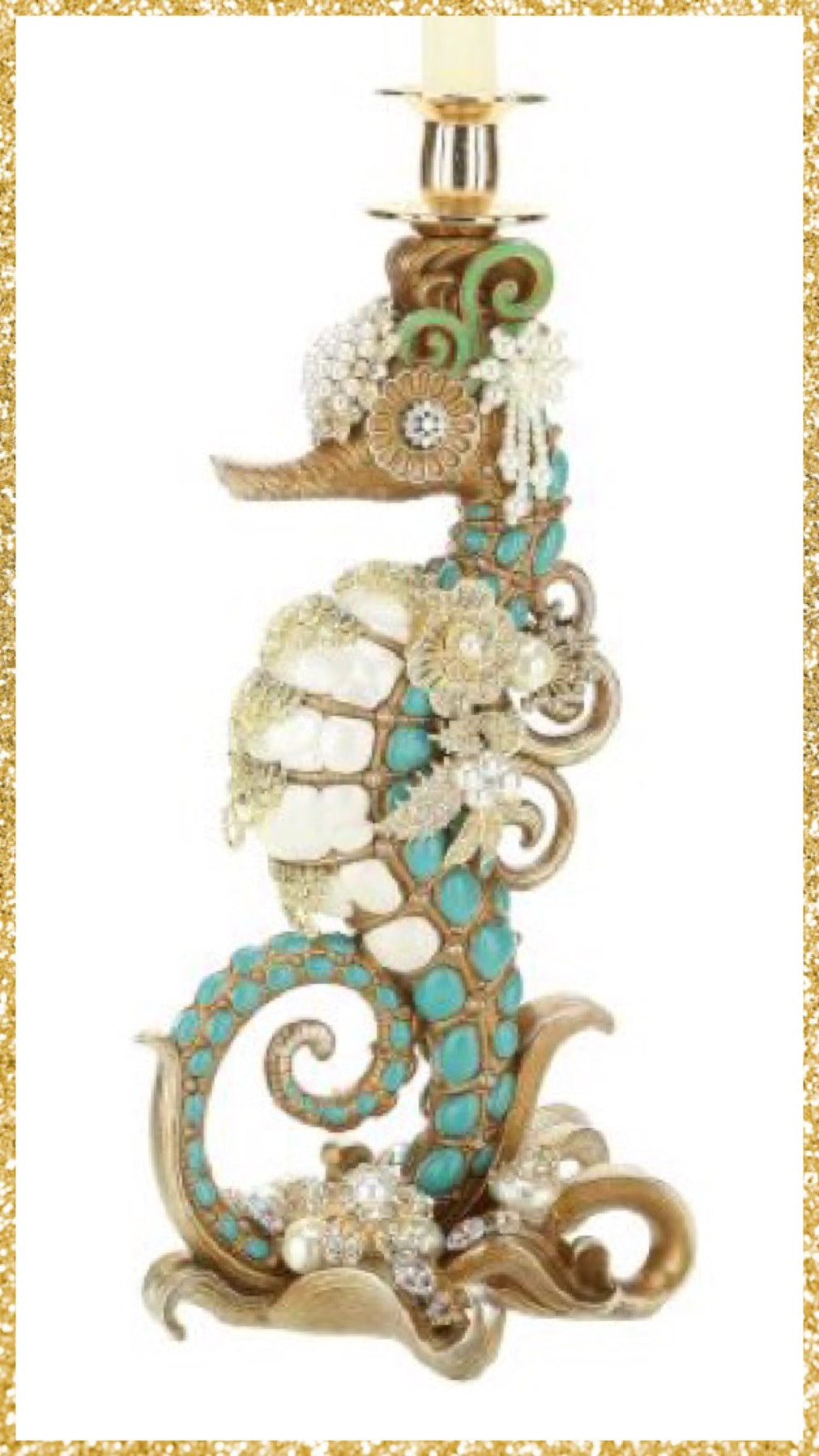 Jeweled Seahorse Finial Candle Holder   Mark Roberts Home Decor