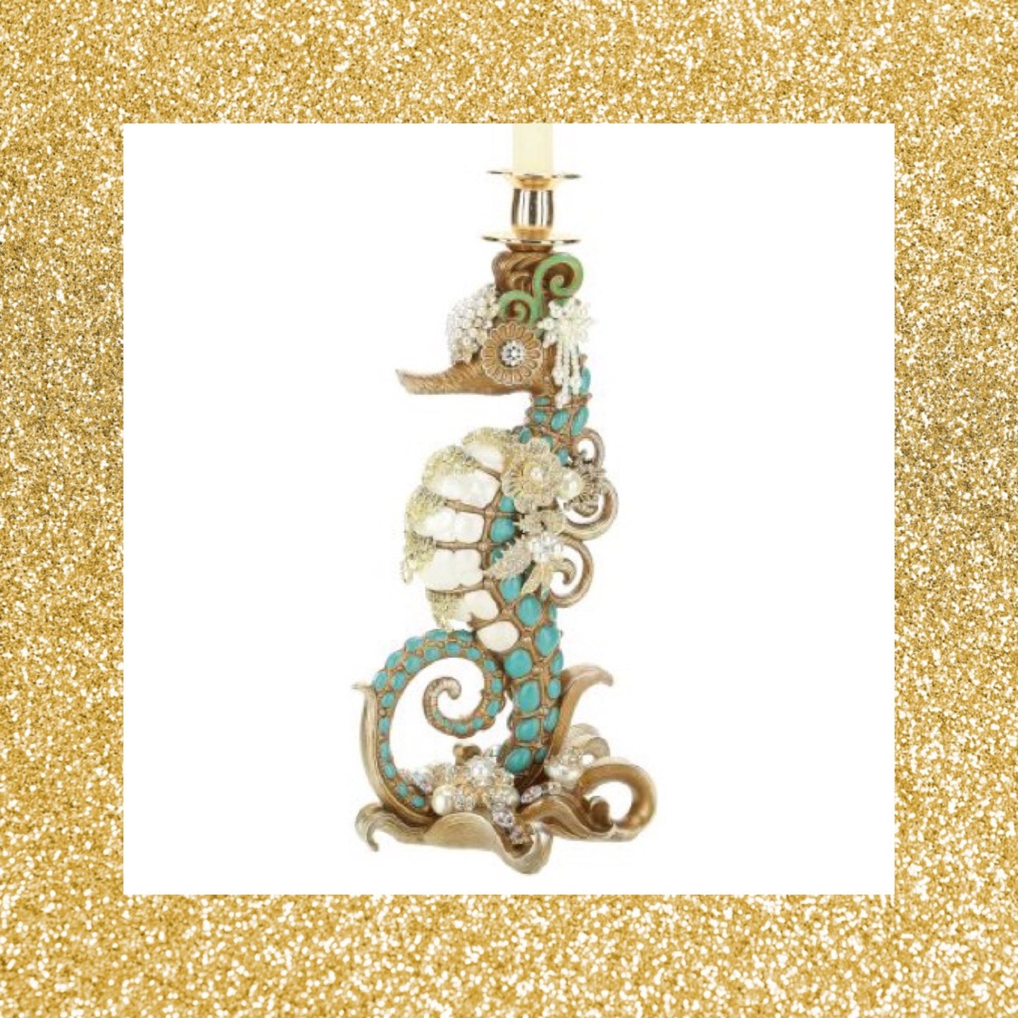 Jeweled Seahorse Finial Candle Holder   Mark Roberts Home Decor