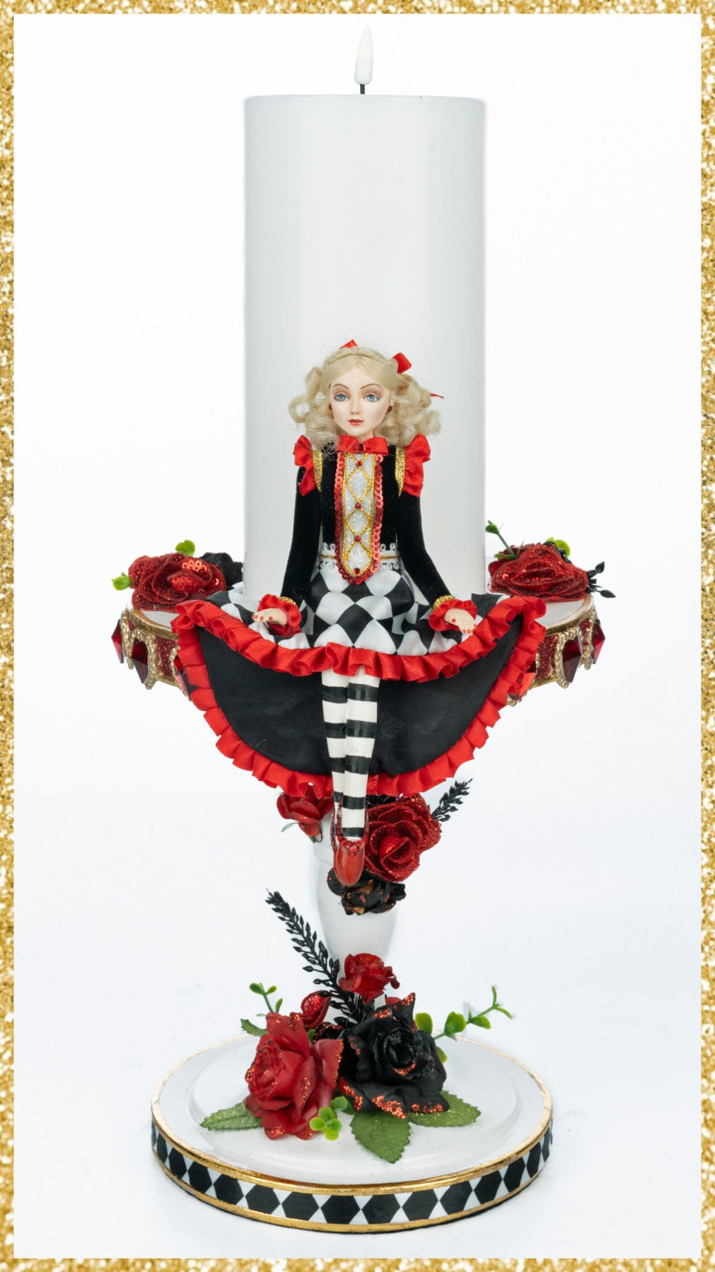 Katherine's Collection Alice Candle Pillar    Katherine's Collection Hearts and Wonderland