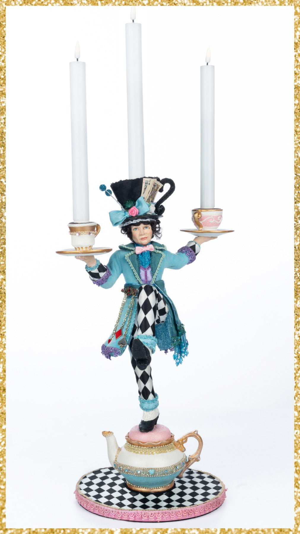 Katherine's Collection Mad Hatter Candle Holder    Katherine's Collection Hearts and Wonderland