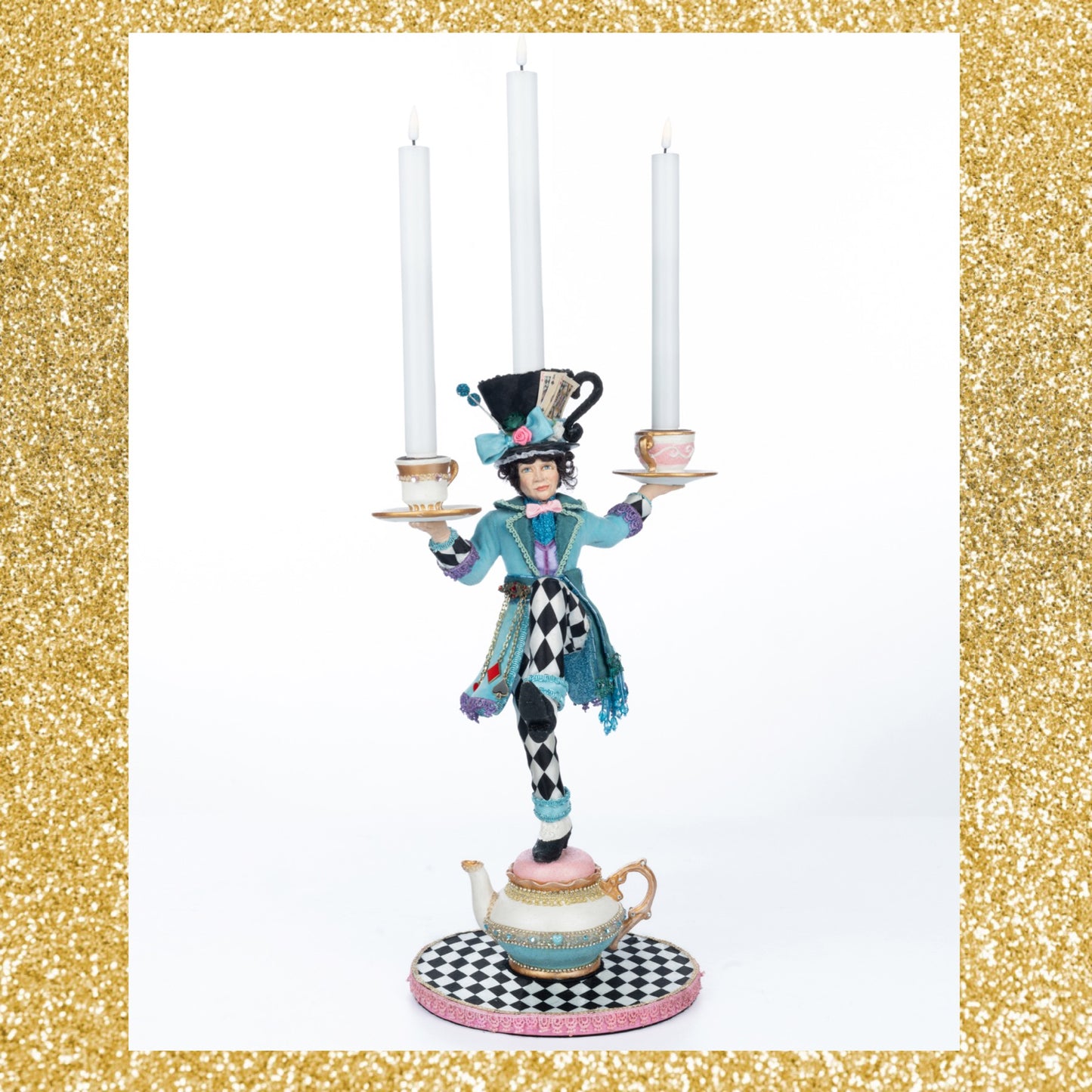 Katherine's Collection Mad Hatter Candle Holder    Katherine's Collection Hearts and Wonderland