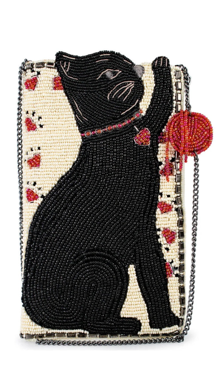 Mary Frances Purr-suit Crossbody Phone Bag   Mary Frances Black Cat Beaded Handbag