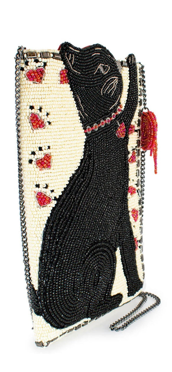 Mary Frances Purr-suit Crossbody Phone Bag   Mary Frances Black Cat Beaded Handbag