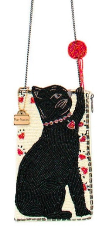 Mary Frances Purr-suit Crossbody Phone Bag   Mary Frances Black Cat Beaded Handbag