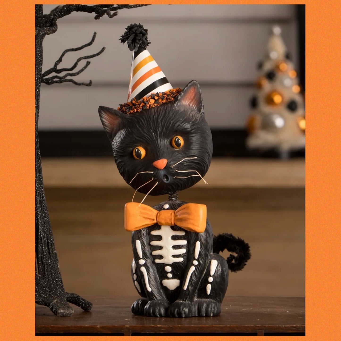 Bethany Lowe Sourpuss Bobblehead Kitty    Bethany Lowe Bobble Head Cat  Halloween Decoration