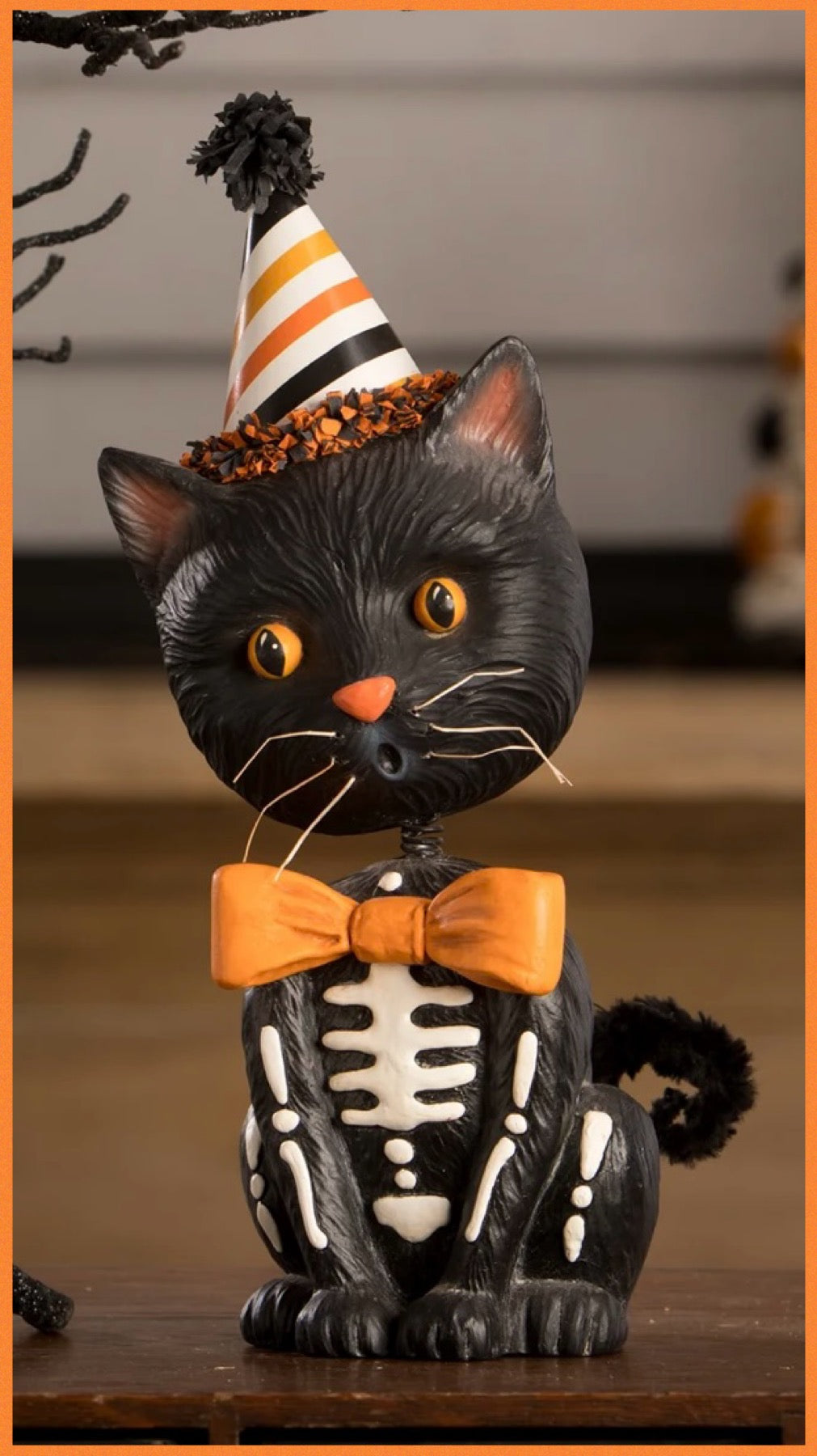 Bethany Lowe Sourpuss Bobblehead Kitty    Bethany Lowe Bobble Head Cat  Halloween Decoration