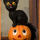 Bethany Lowe Vintage Seated Cat on Pumpkin    Bethany Lowe Black Cat on Pumpkin Halloween Decoration