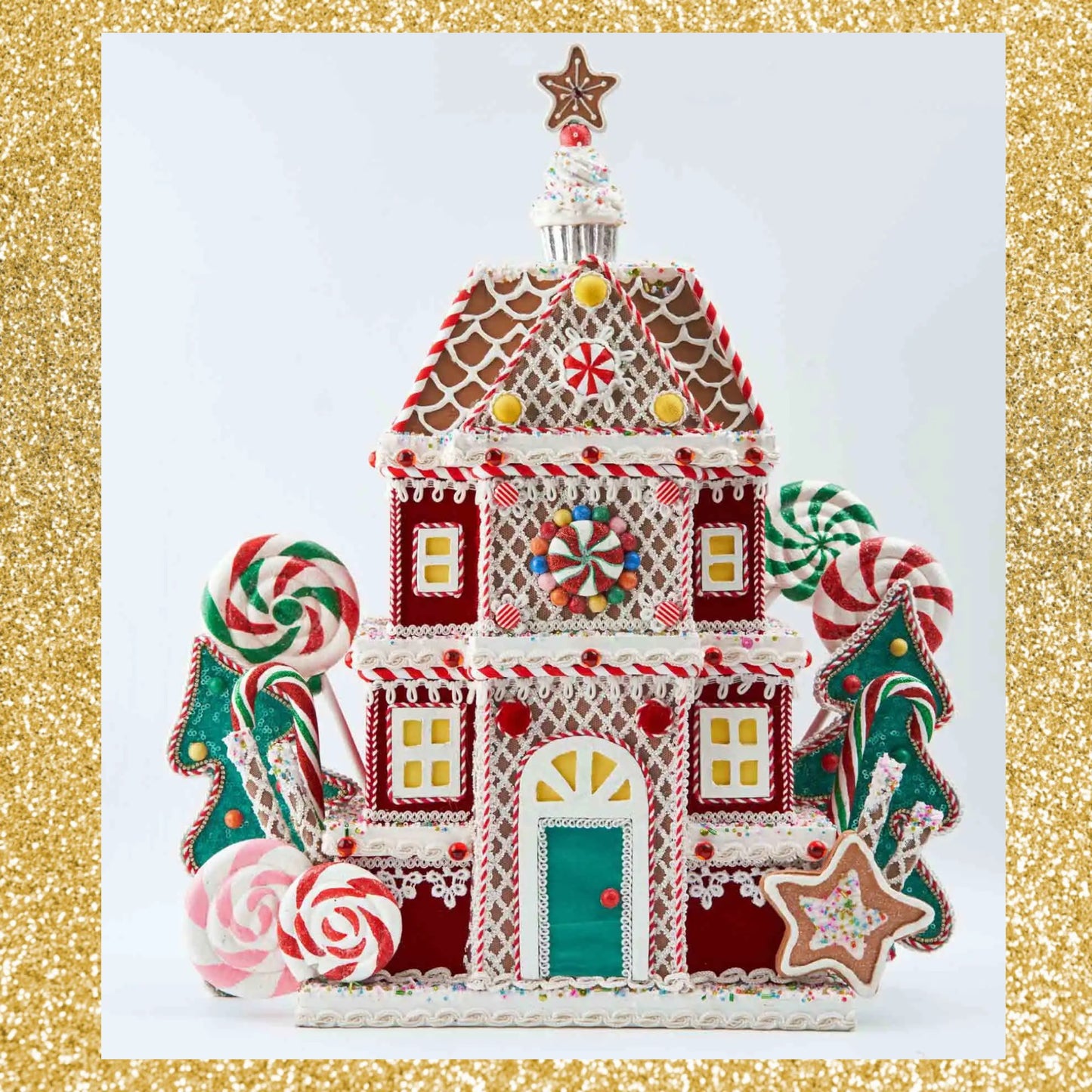 Katherine's Collection Gingerbread Tree Topper or Tabletop   Katherine's Collection Gingerbread House Decoration