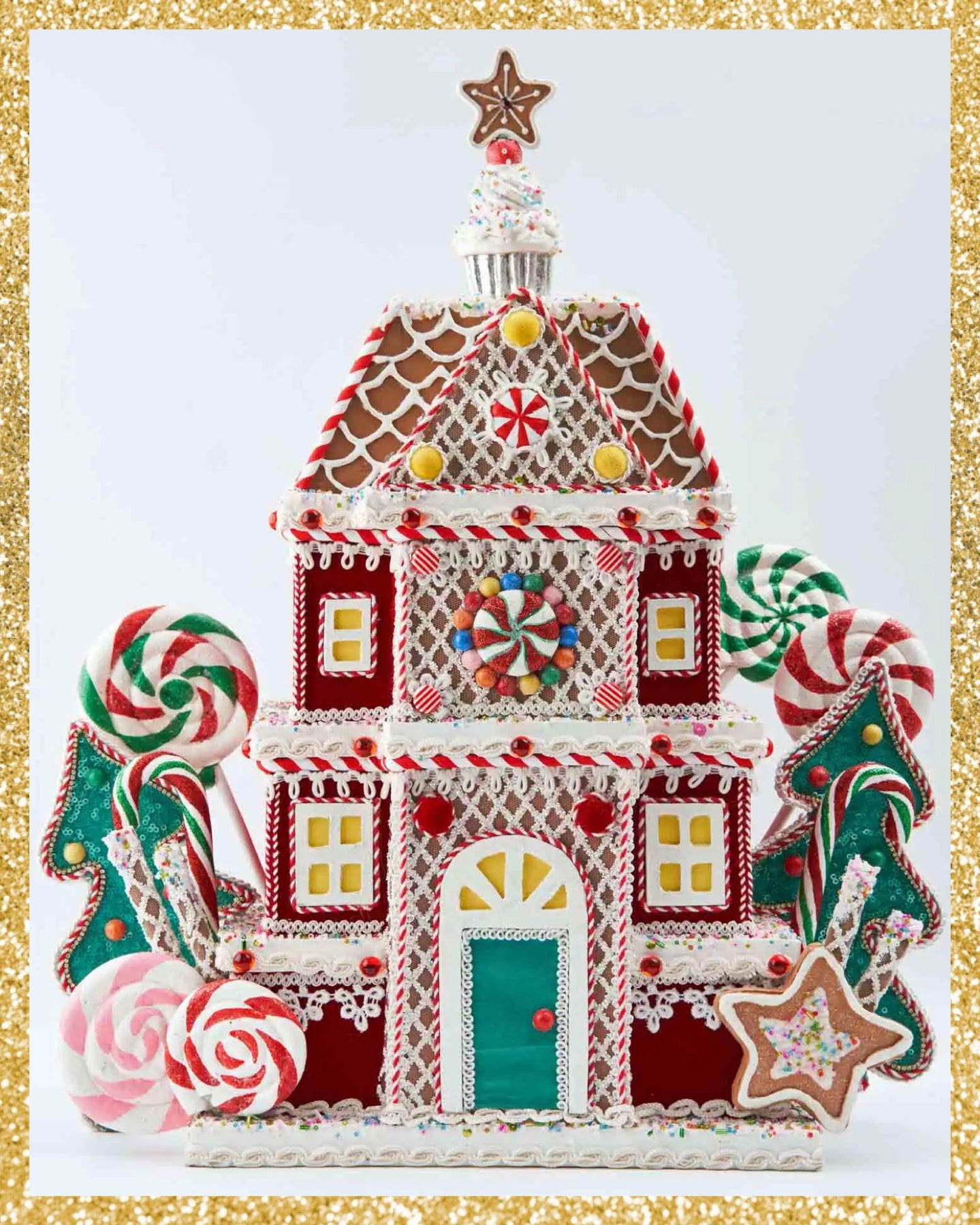 Katherine's Collection Gingerbread Tree Topper or Tabletop   Katherine's Collection Gingerbread House Decoration