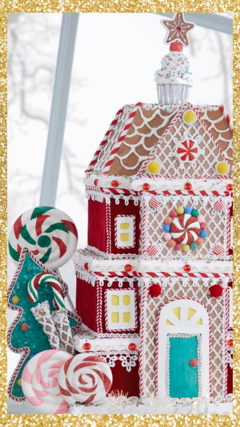 Katherine's Collection Gingerbread Tree Topper or Tabletop   Katherine's Collection Gingerbread House Decoration