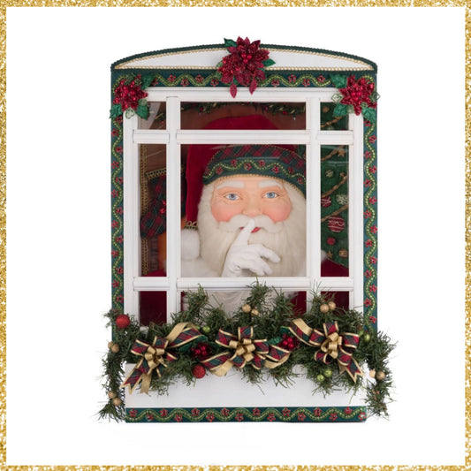 Katherine's Collection Holiday Magic Santa In Window Wall Piece   Katherine's Collection Santa Wall Hanging