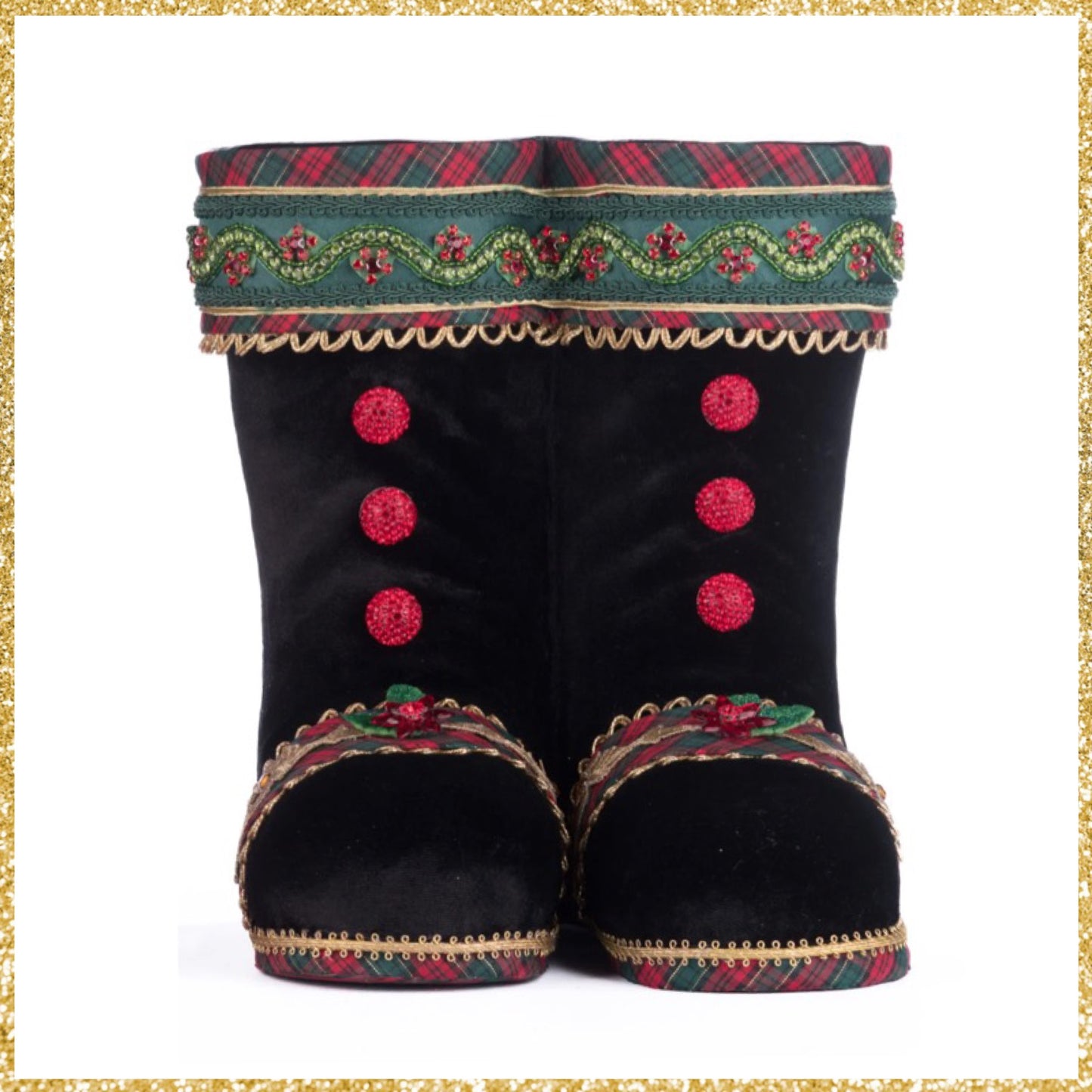 Katherine's Collection Holiday Magic Santa Tabletop Black Boots  Katherine's Collection Christmas Santa Boots