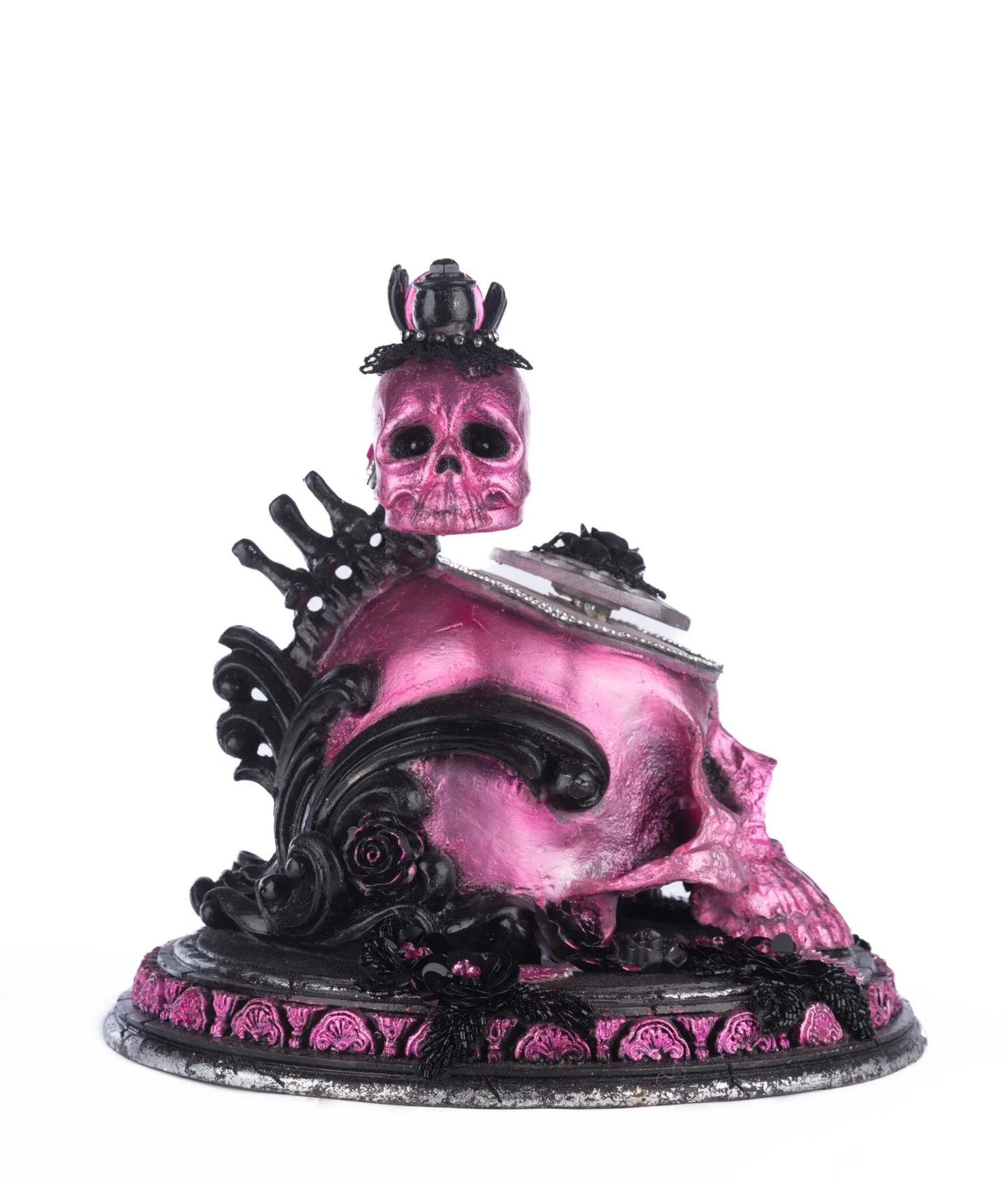 Katherine's Collection Skull And Roses Phone Tabletop   Katherine's Collection Halloween Pink Skull Phone