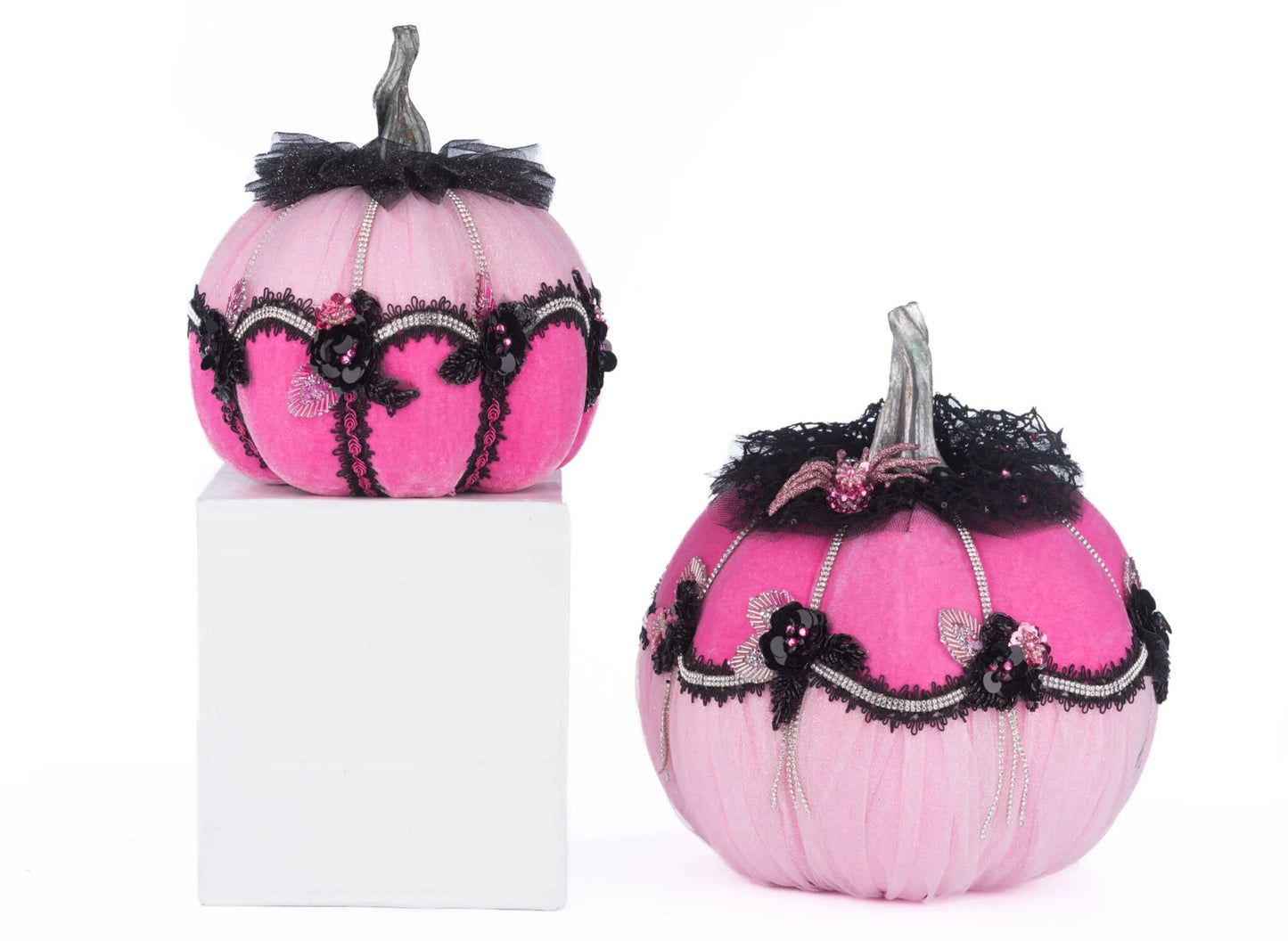 Katherine's Collection Pink Passion Floral Pumpkins   Katherine's Collection Halloween Pink Pumpkins