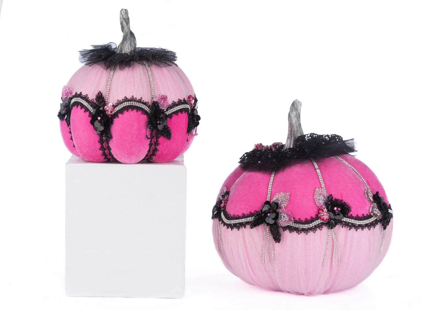 Katherine's Collection Pink Passion Floral Pumpkins   Katherine's Collection Halloween Pink Pumpkins