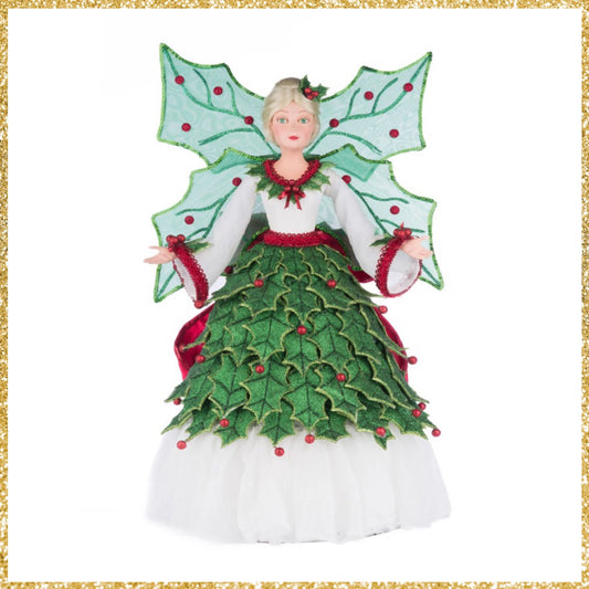 Katherine's Collection Village Of Holly Woods Holly Berry Fairy Tree Topper   Katherine's Collection Christmas Fairy