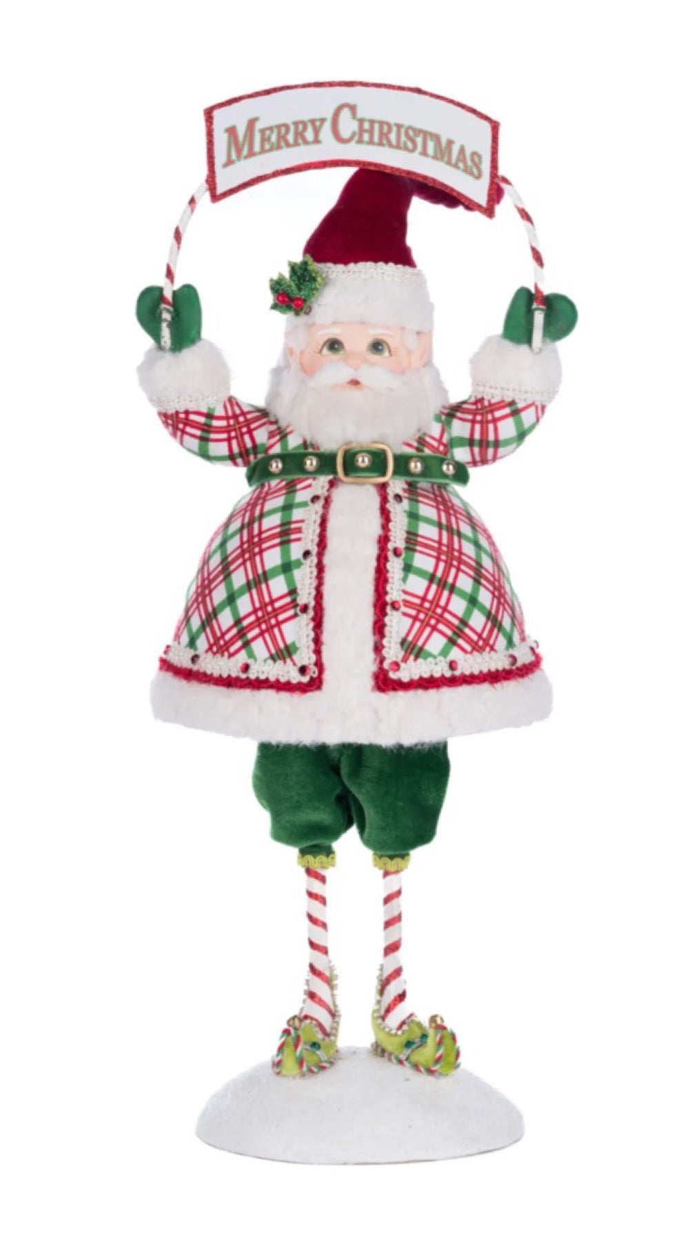 Katherine's Collection Village Of Holly Woods Silly Santa With Sign   Katherine's Collection Santa Figure with Sign