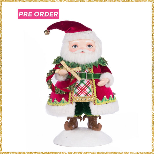 Katherine's Collection Village Of Holly Woods Silly Santa With Wreath   Katherine's Collection Santa Figure with Wreath