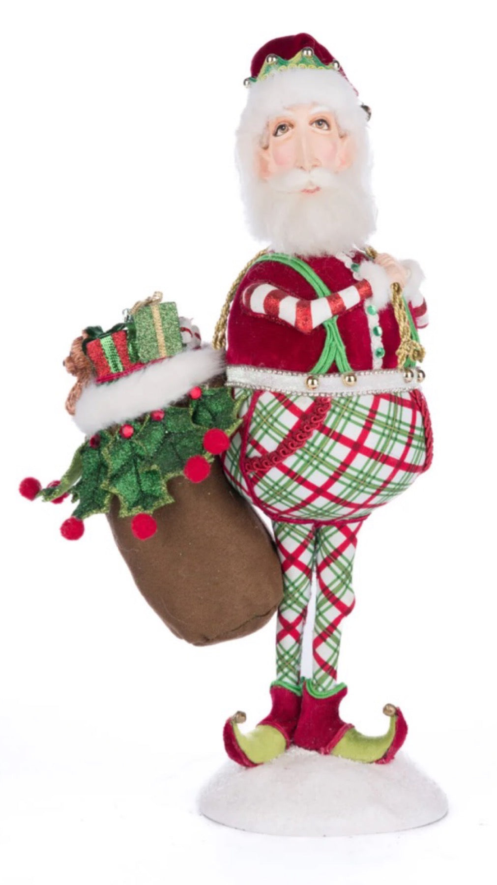 Katherine's Collection Village Of Holly Woods Silly Santa With Bag   Katherine's Collection Santa Figure with Gift Bag