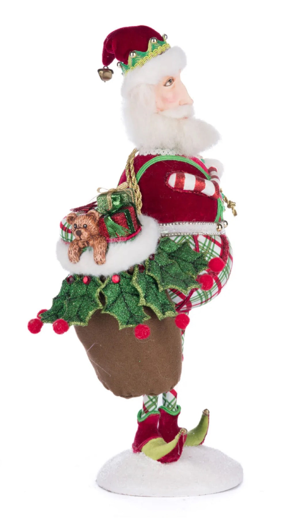 Katherine's Collection Village Of Holly Woods Silly Santa With Bag   Katherine's Collection Santa Figure with Gift Bag