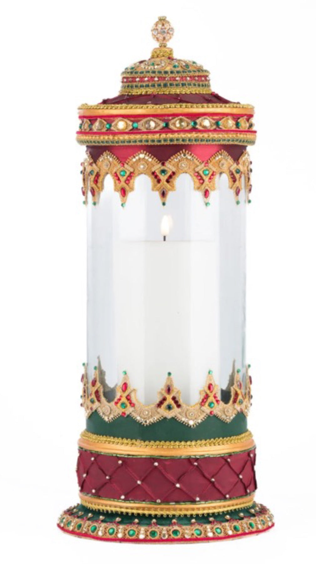 Katherine's Collection Christmas Castle Hurricane Candle Holder Tabletop   Katherine's Collection Christmas Pillar Candle Holder