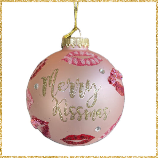 Merry Kissmas Pink Lips Christmas Ornament