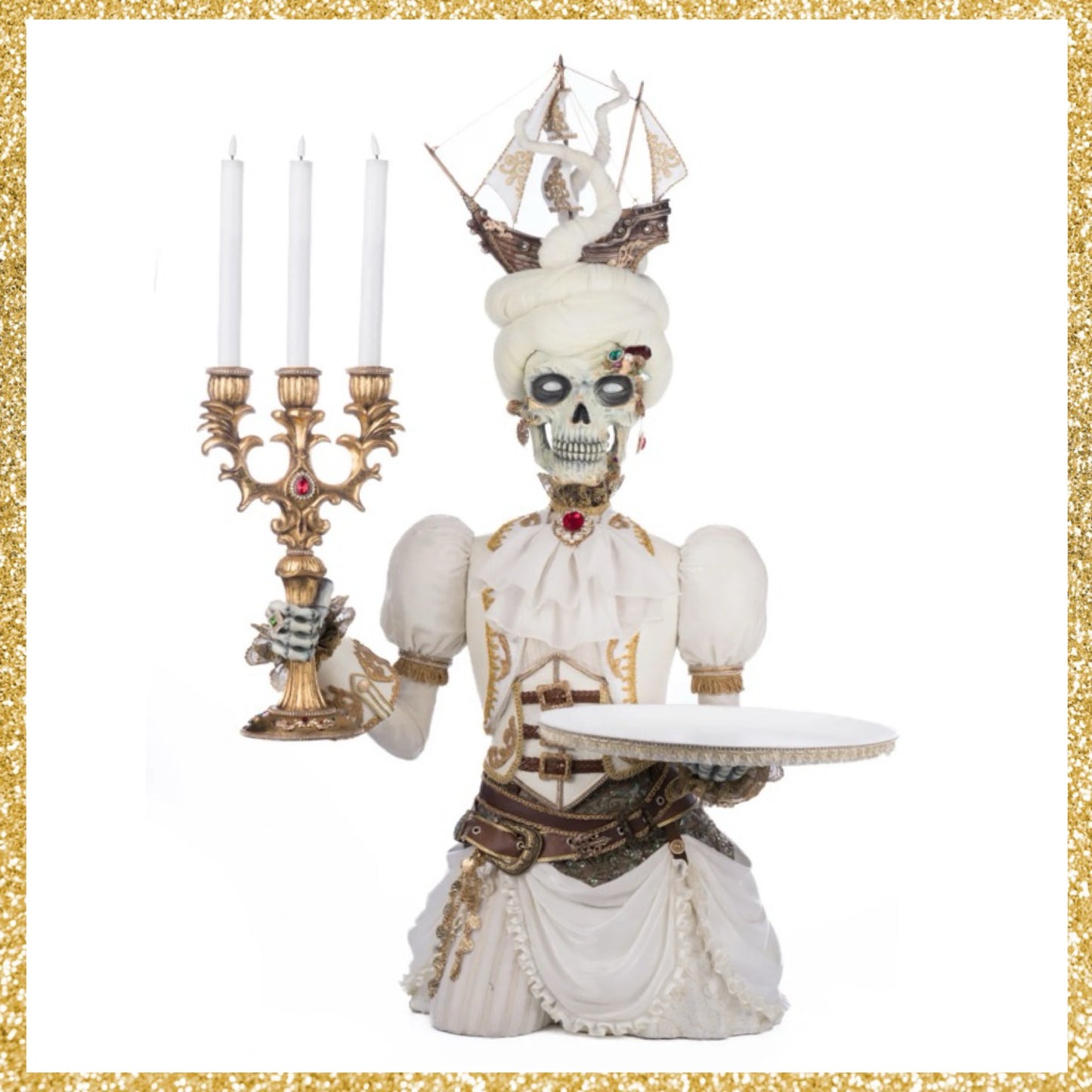 Katherine's Collection Lady Adelaid Apparition With Candelabra And Tray   Katherine's Collection Halloween Candelabra Server