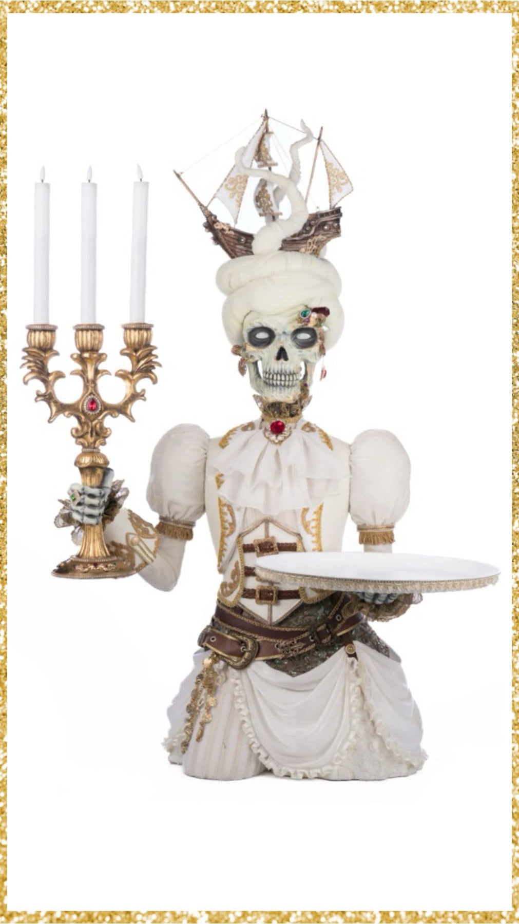 Katherine's Collection Lady Adelaid Apparition With Candelabra And Tray   Katherine's Collection Halloween Candelabra Server