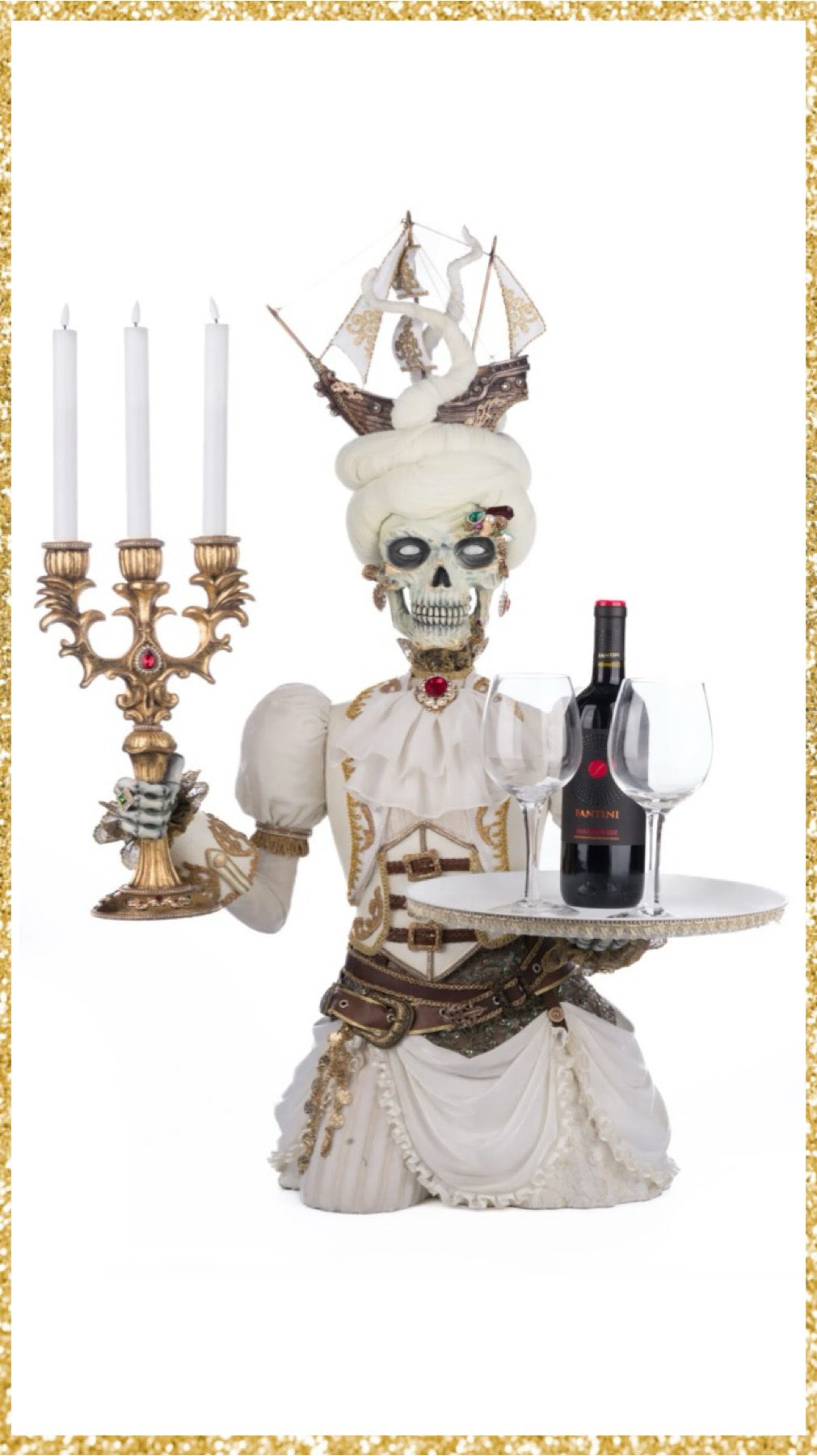 Katherine's Collection Lady Adelaid Apparition With Candelabra And Tray   Katherine's Collection Halloween Candelabra Server