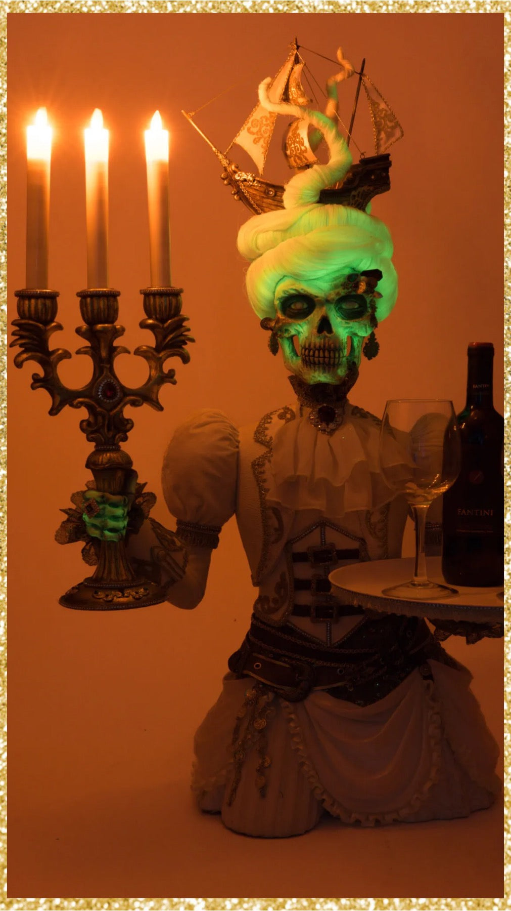 Katherine's Collection Lady Adelaid Apparition With Candelabra And Tray   Katherine's Collection Halloween Candelabra Server