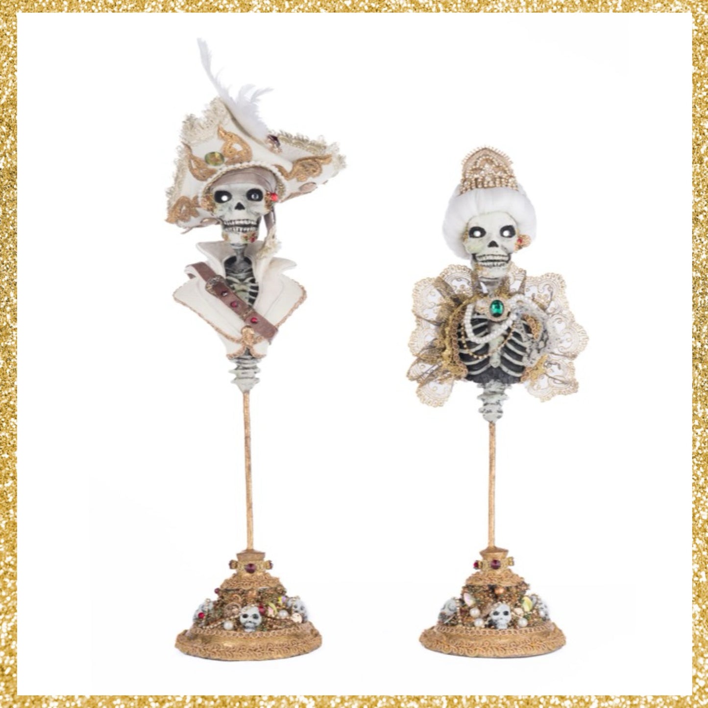 Katherine's Collection Male and Female Skeleton Bust Tabletop     Katherine's Collection Halloween Skeleton Pirate Bust