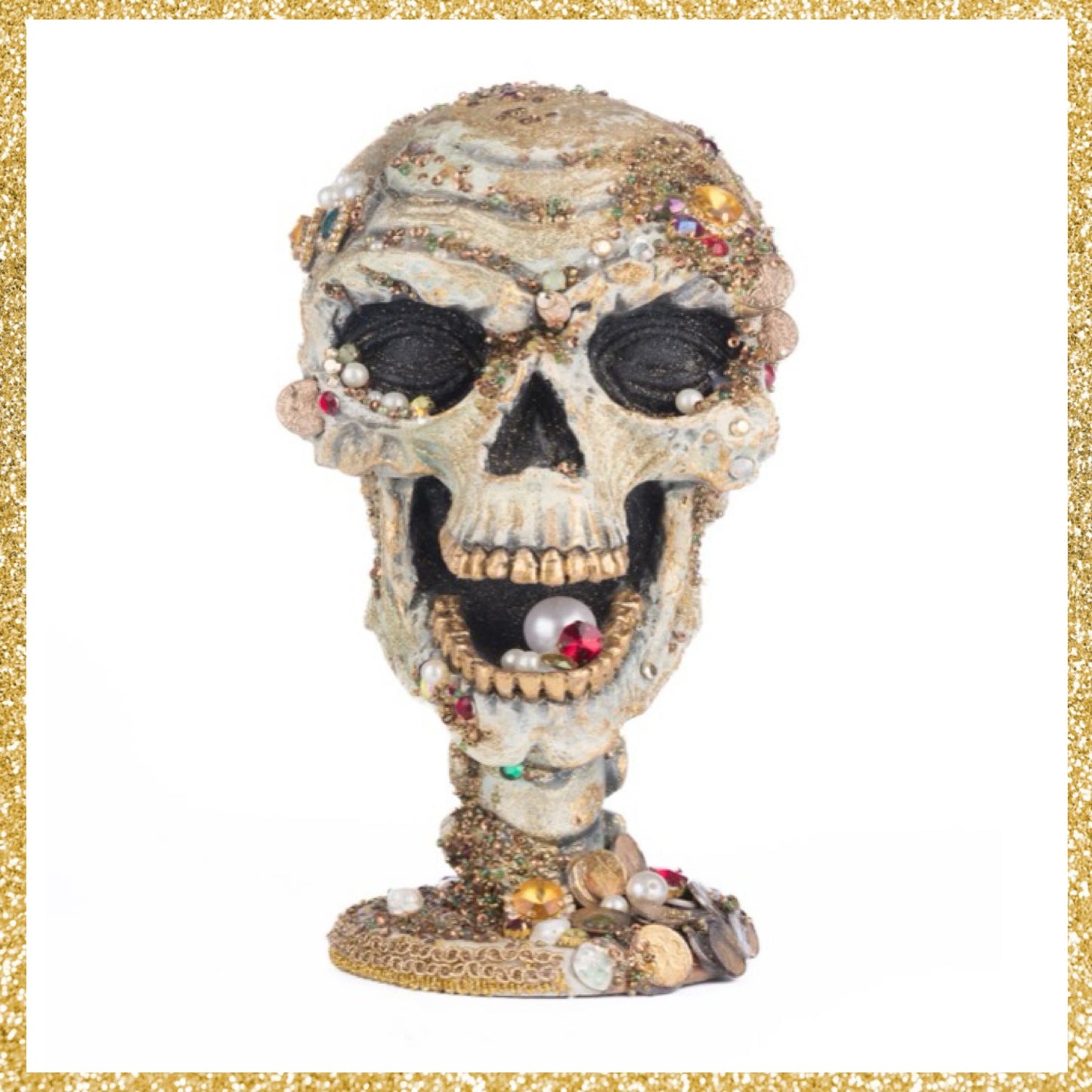 Katherine's Collection Treacherous Treasure Tall Jewel Encrusted Skull Tabletop    Katherine's Collection Halloween Jeweled Skull