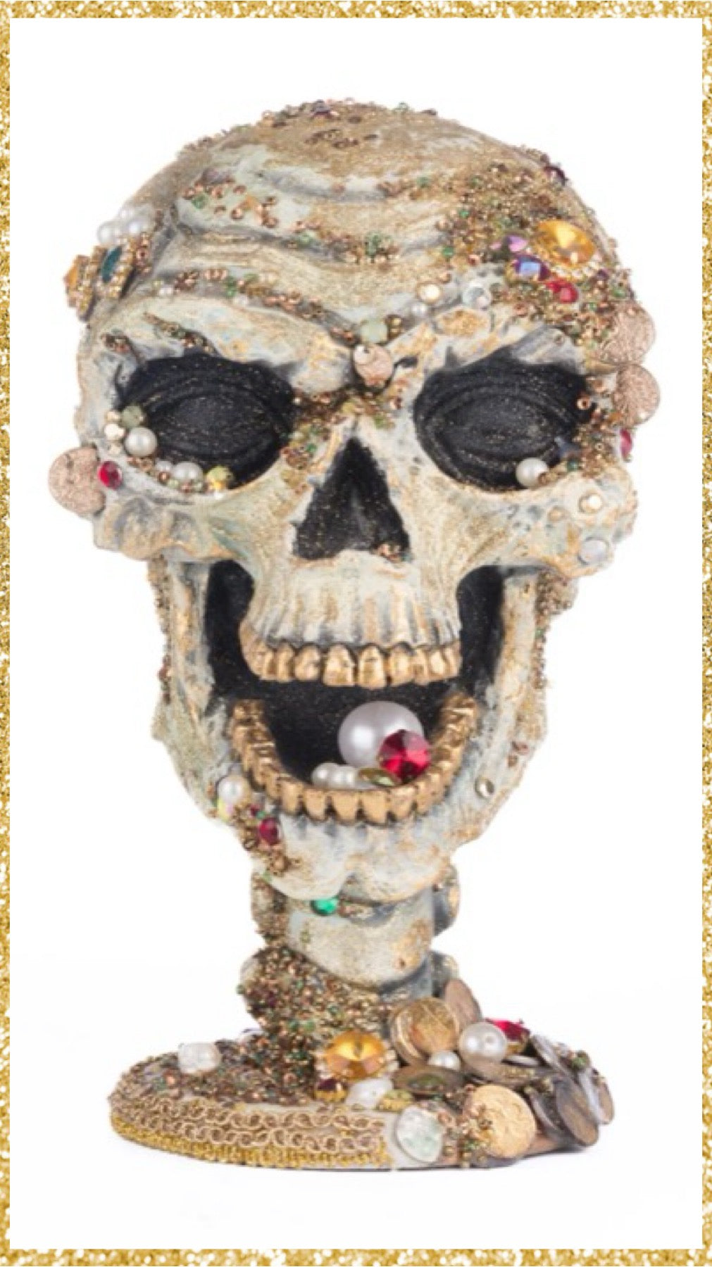 Katherine's Collection Treacherous Treasure Tall Jewel Encrusted Skull Tabletop    Katherine's Collection Halloween Jeweled Skull