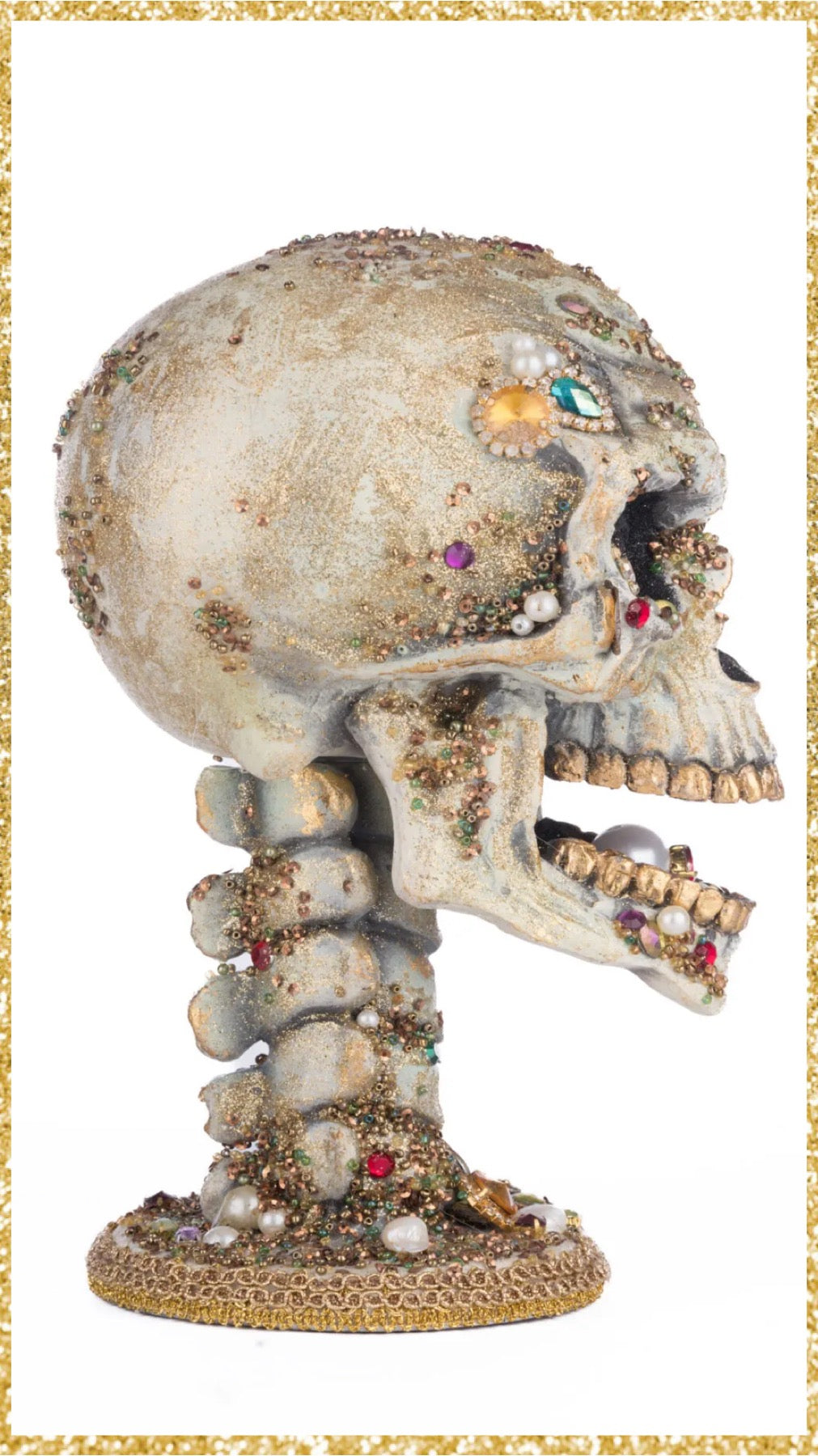 Katherine's Collection Treacherous Treasure Tall Jewel Encrusted Skull Tabletop    Katherine's Collection Halloween Jeweled Skull