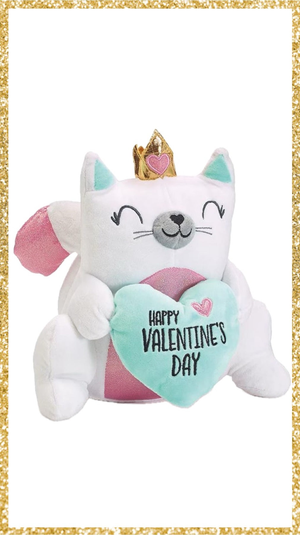 Princess Valentine Kitty Cat Plush   Valentine Cat with Heart Plush