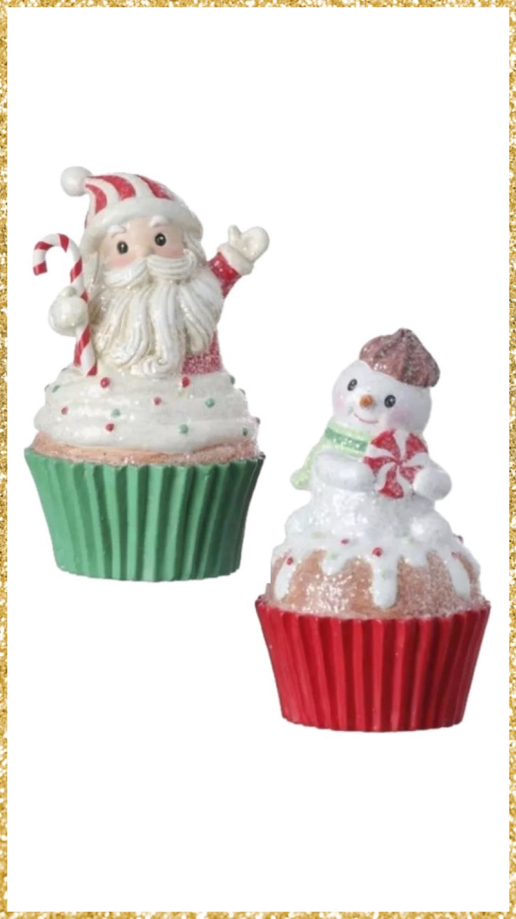 Set Of 2 Santa Cupcake and Snowman Cupcake