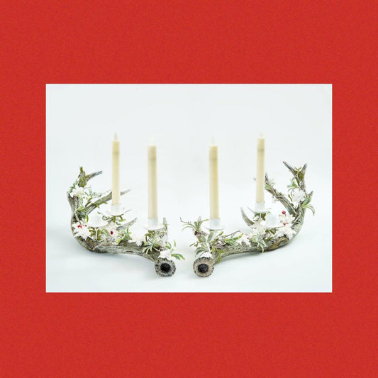 Katherine's Collection Christmas Decor Mistletoe Magic Antler Candleholder Set of 2