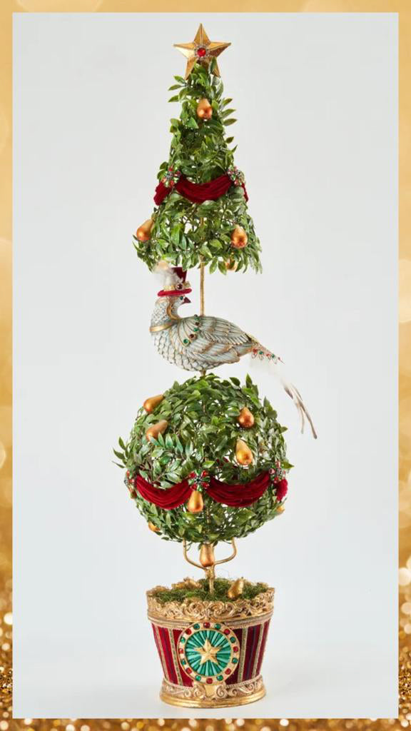 Katherine's Collection Christmas Decor Partridge in a Pear Tree Topiary