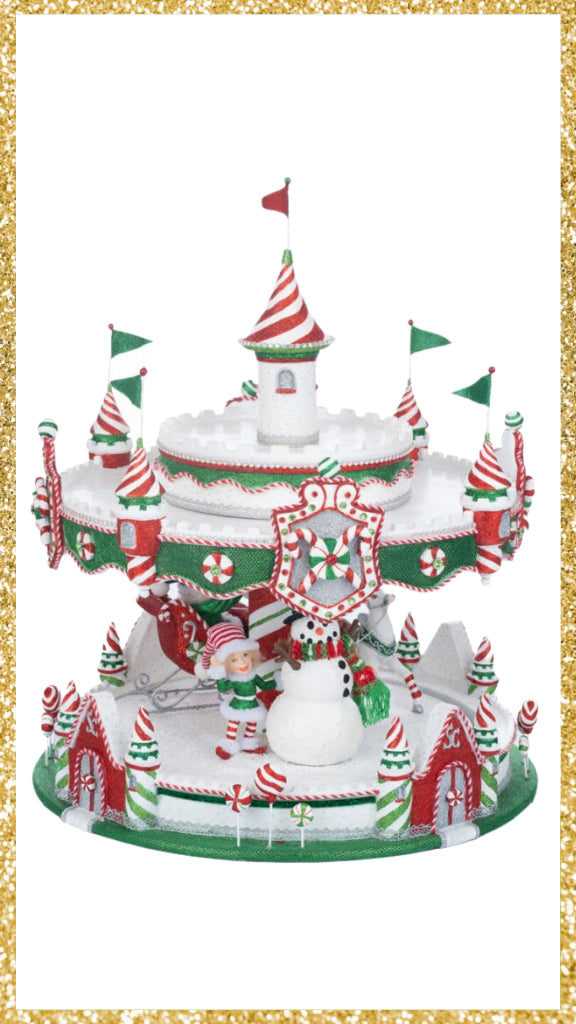 Katherine's Collection Peppermint Palace Carousel Cupcake Server