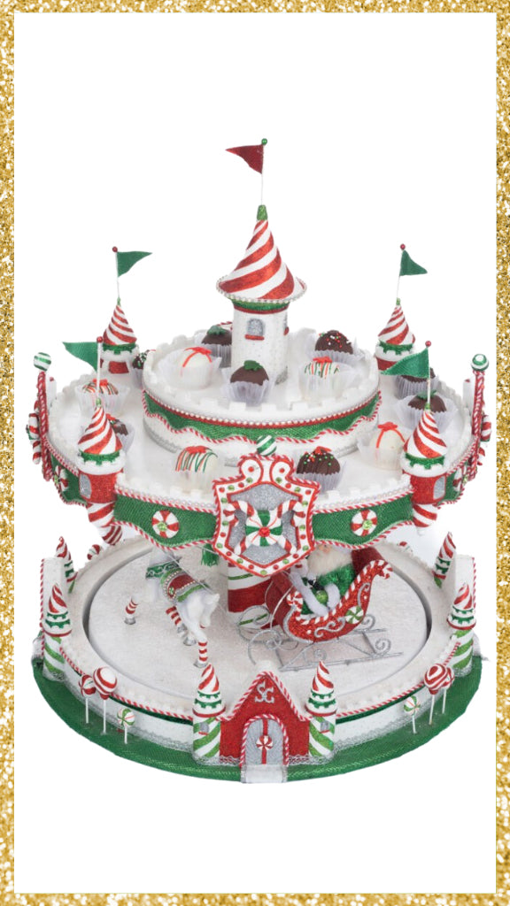 Katherine's Collection Peppermint Palace Carousel Cupcake Server