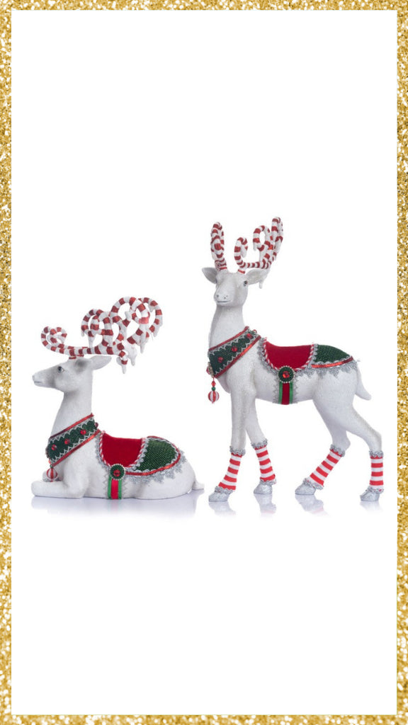 Set of 2 Katherine's Collection Peppermint Palace Deer