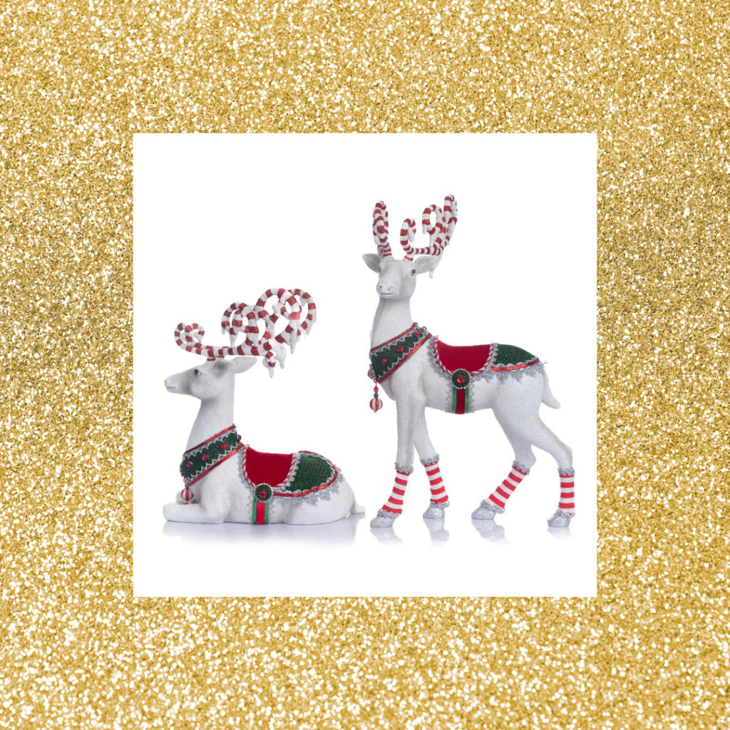 Set of 2 Katherine's Collection Peppermint Palace Deer