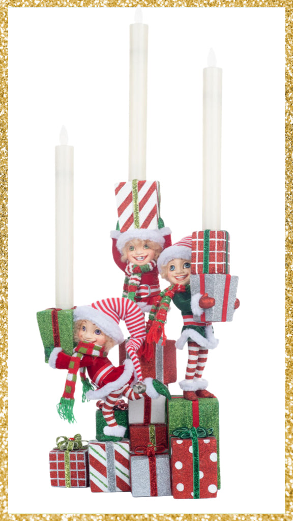 Katherine's Collection Peppermint Palace Elf Candelabra